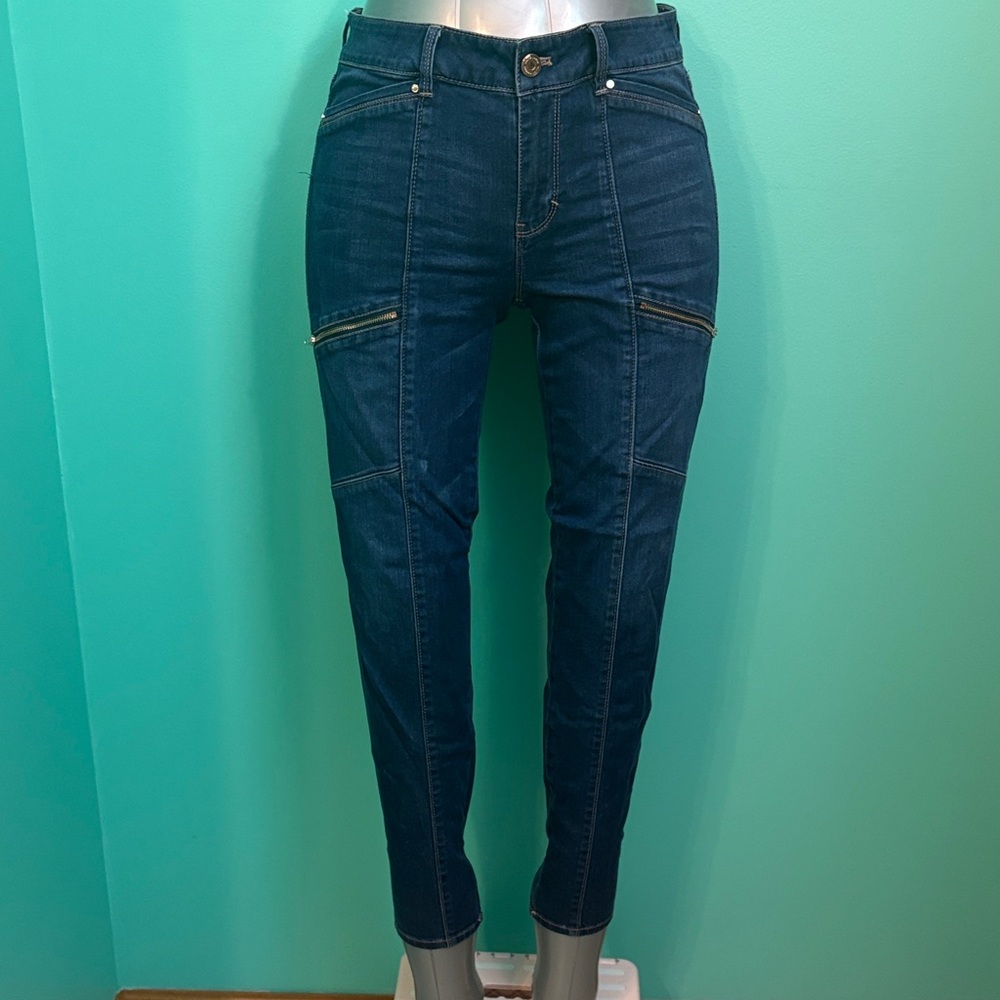 White House Black Market The Skinny Crop moto Jeans